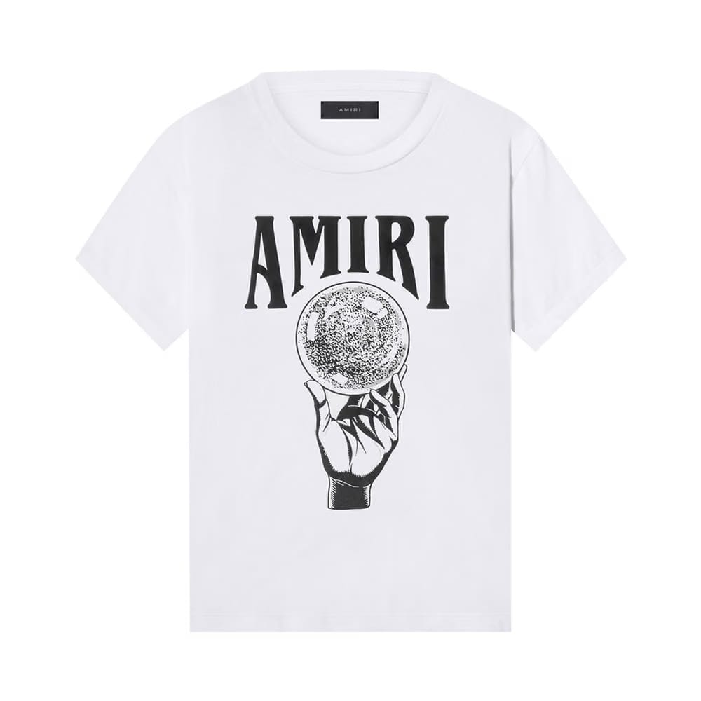 Amiri Crystal Ball Shorts-Sleeve T-Shirt White