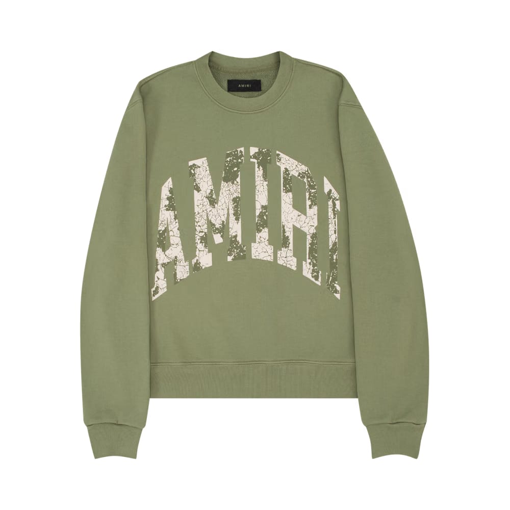 Amiri Collegiate Logo Crew Military Green