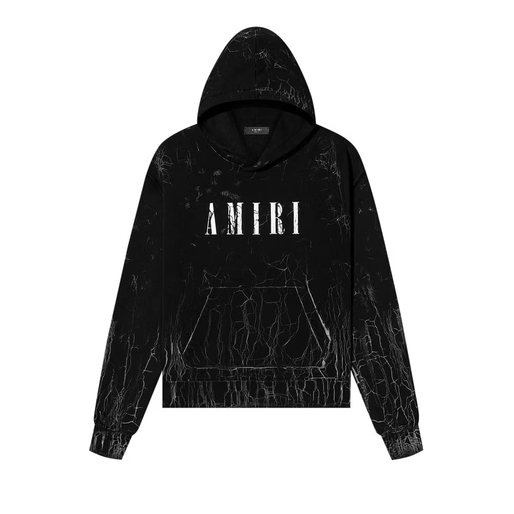 Amiri Cracked Dye Core Logo Hoodie Black