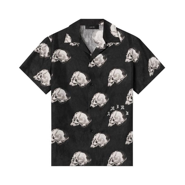 Amiri All Over Skull Bowling Shirt Black