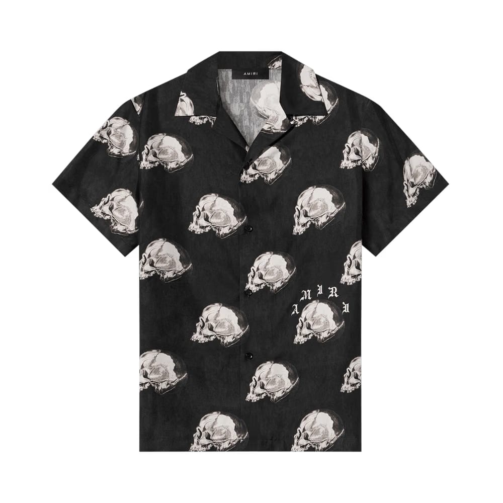 Amiri All Over Skull Bowling Shirt Black