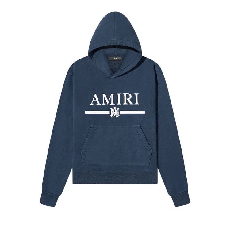 Amiri Bar Embroidery Hoodie Pond Blue