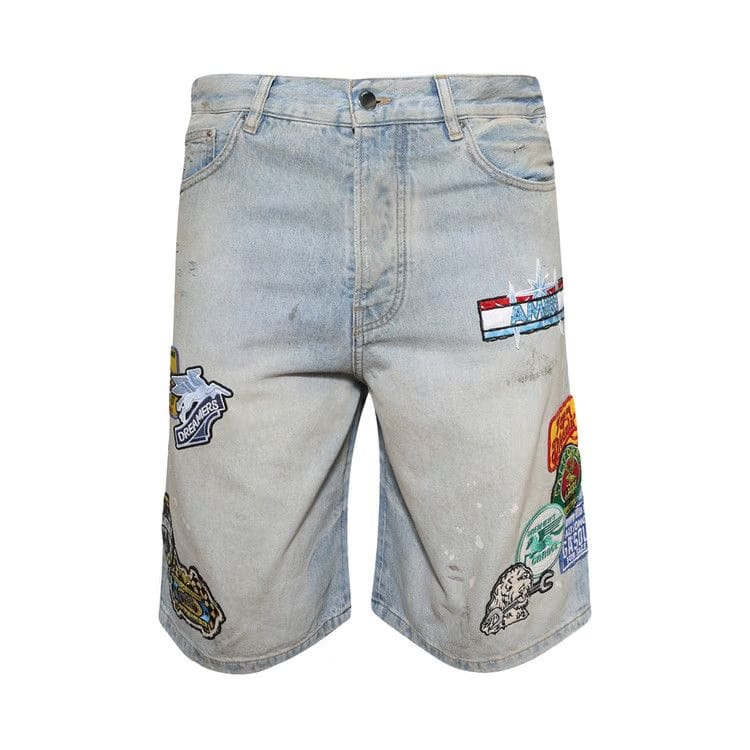 Amiri Station Patch Denim Shorts Perfect Antique Indigo