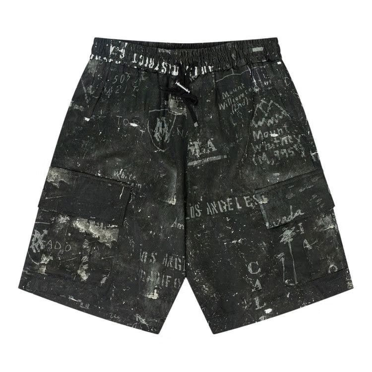 Amiri Army Stencil Cargo Shorts Black