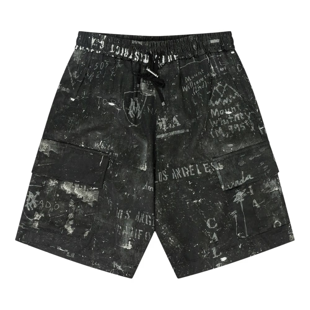 Amiri Army Stencil Cargo Shorts Black