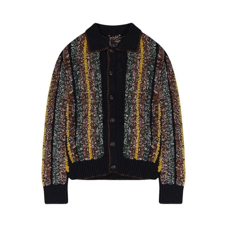 Amiri Braided Bandana Button-Up Shirt Black