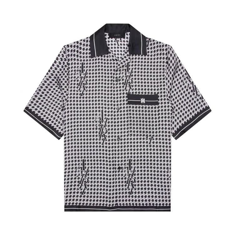 Amiri Houndstooth Bowling Shirt Black