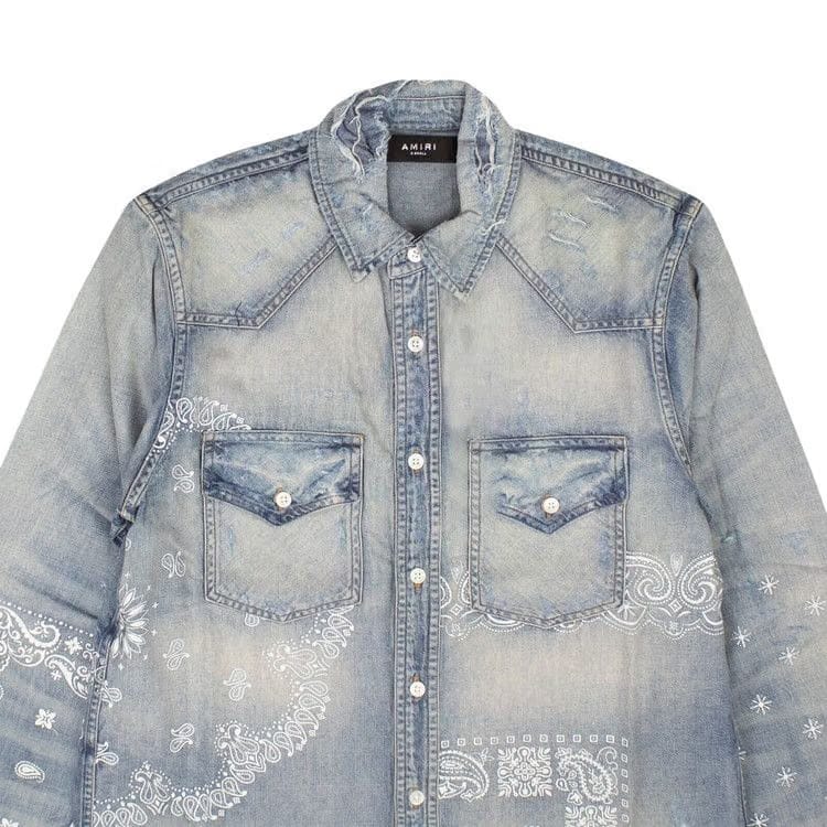 Amiri Screen Print Bandana Shirt Blue