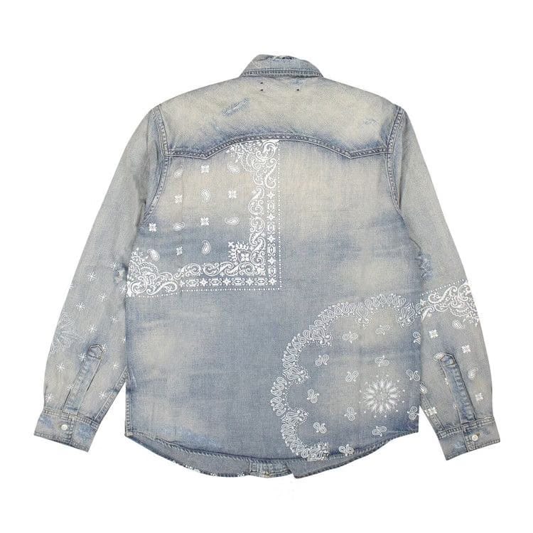 Amiri Screen Print Bandana Shirt Blue