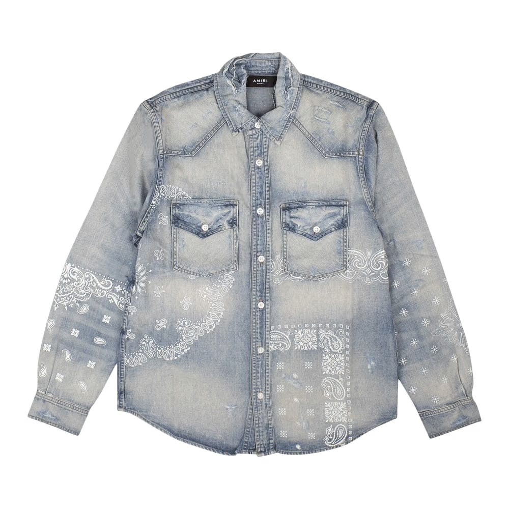 Amiri Screen Print Bandana Shirt Blue