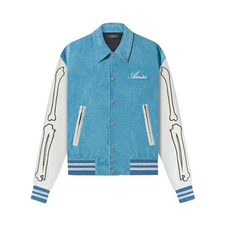 Amiri Corduroy Bones Varsity Jacket Carlori Blue