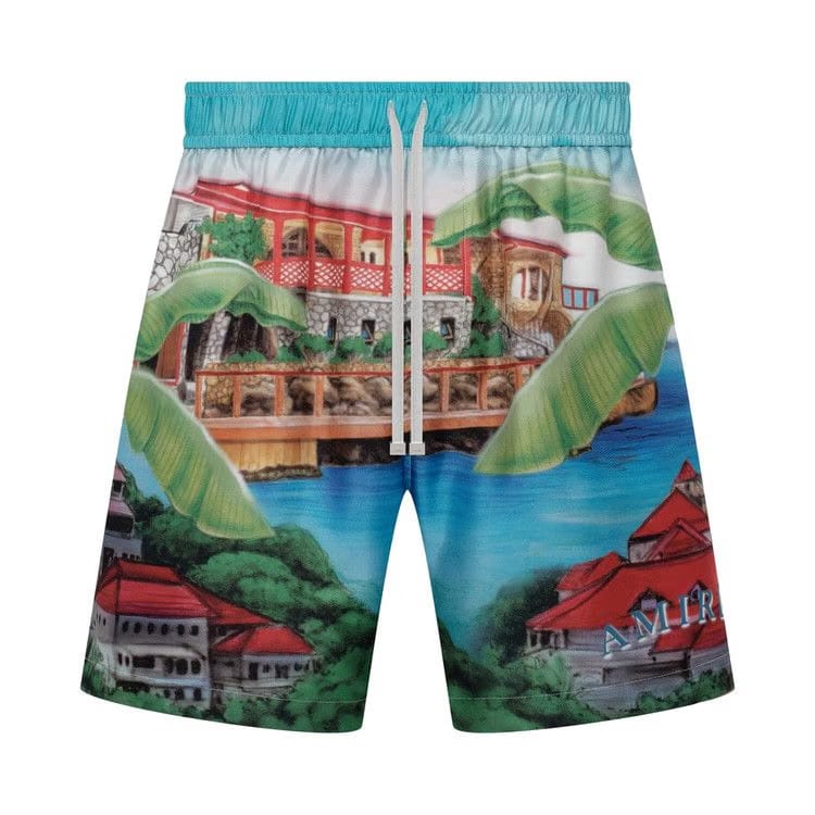 Amiri Eden Rock Silk Shorts Multicolor