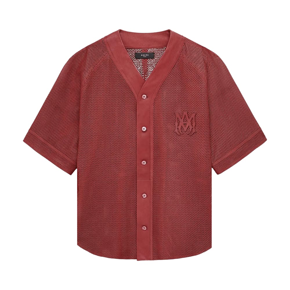 Amiri MA Perforated Baseball Shirt Sun Dried Tomato