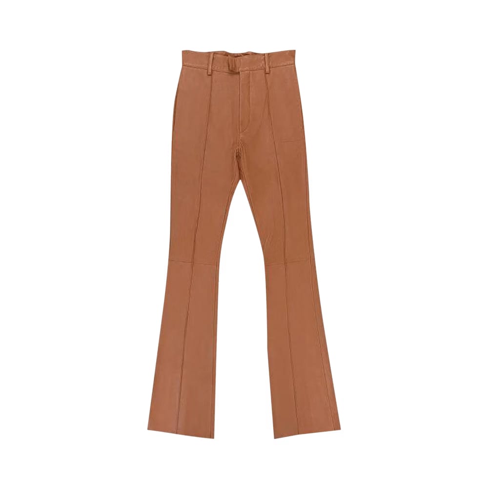 Amiri Flare Leather Pants Brown