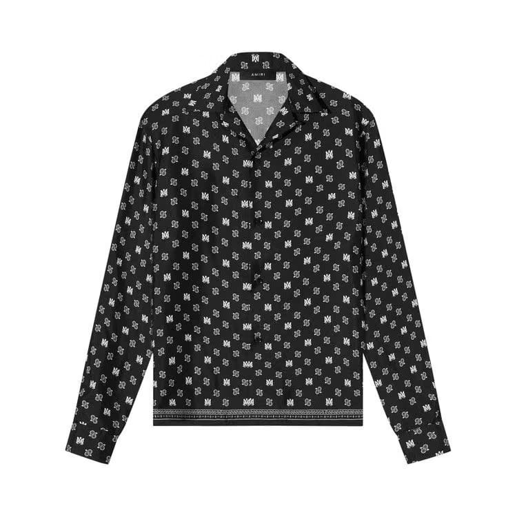 Amiri MA Repeat Logo Long-Sleeve Camp Shirt Black