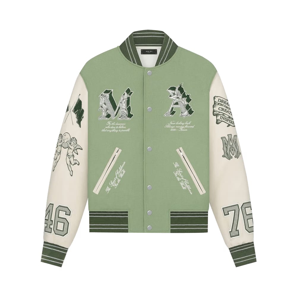 Amiri MA Angel Varsity Jacket Mineral Green