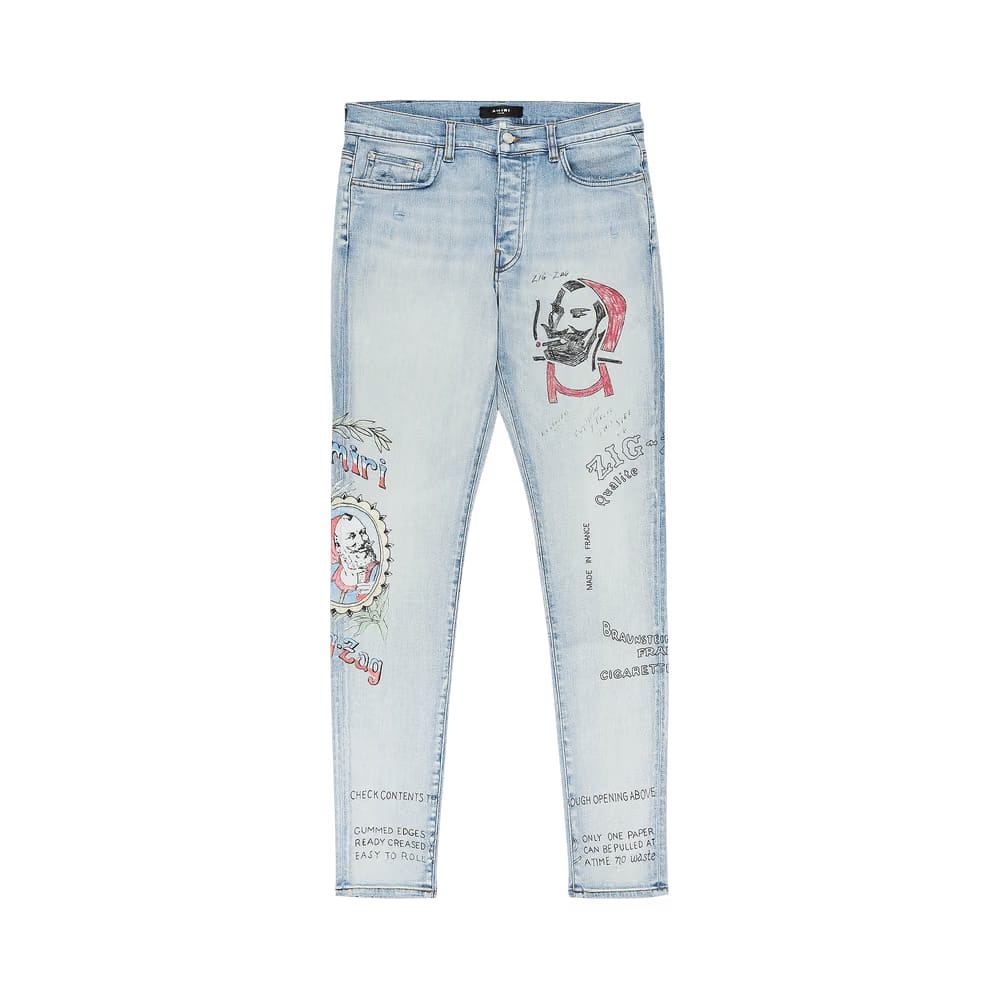 Amiri Zig Zag Skinny Jeans Light Indigo