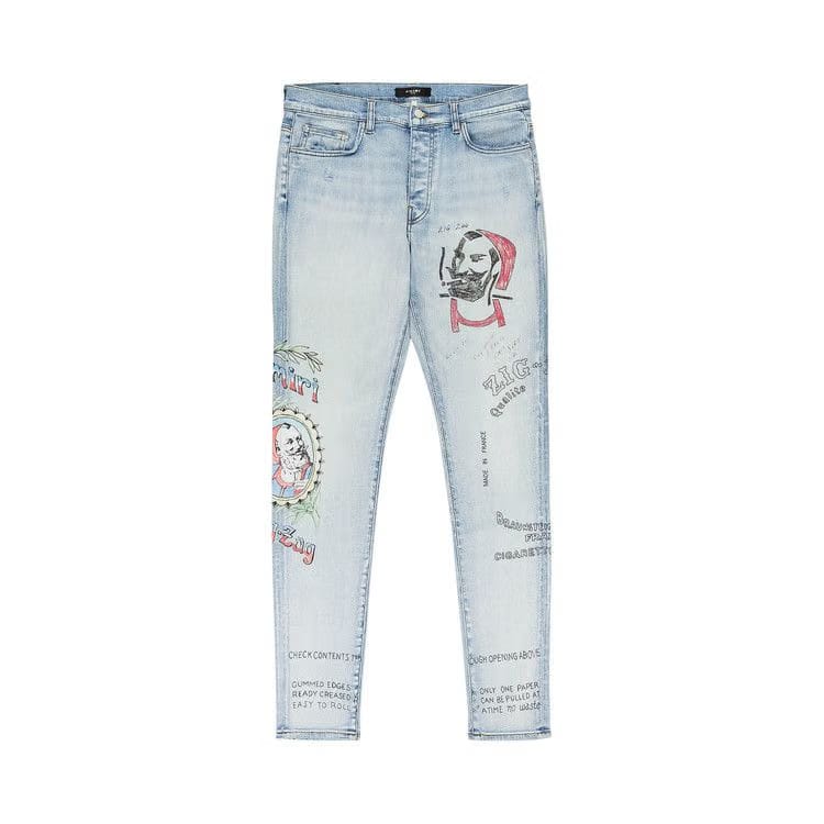 Amiri Zig Zag Skinny Jeans Light Indigo