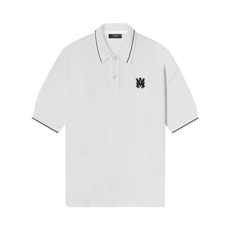Amiri Solid Shorts-Sleeve Polo White