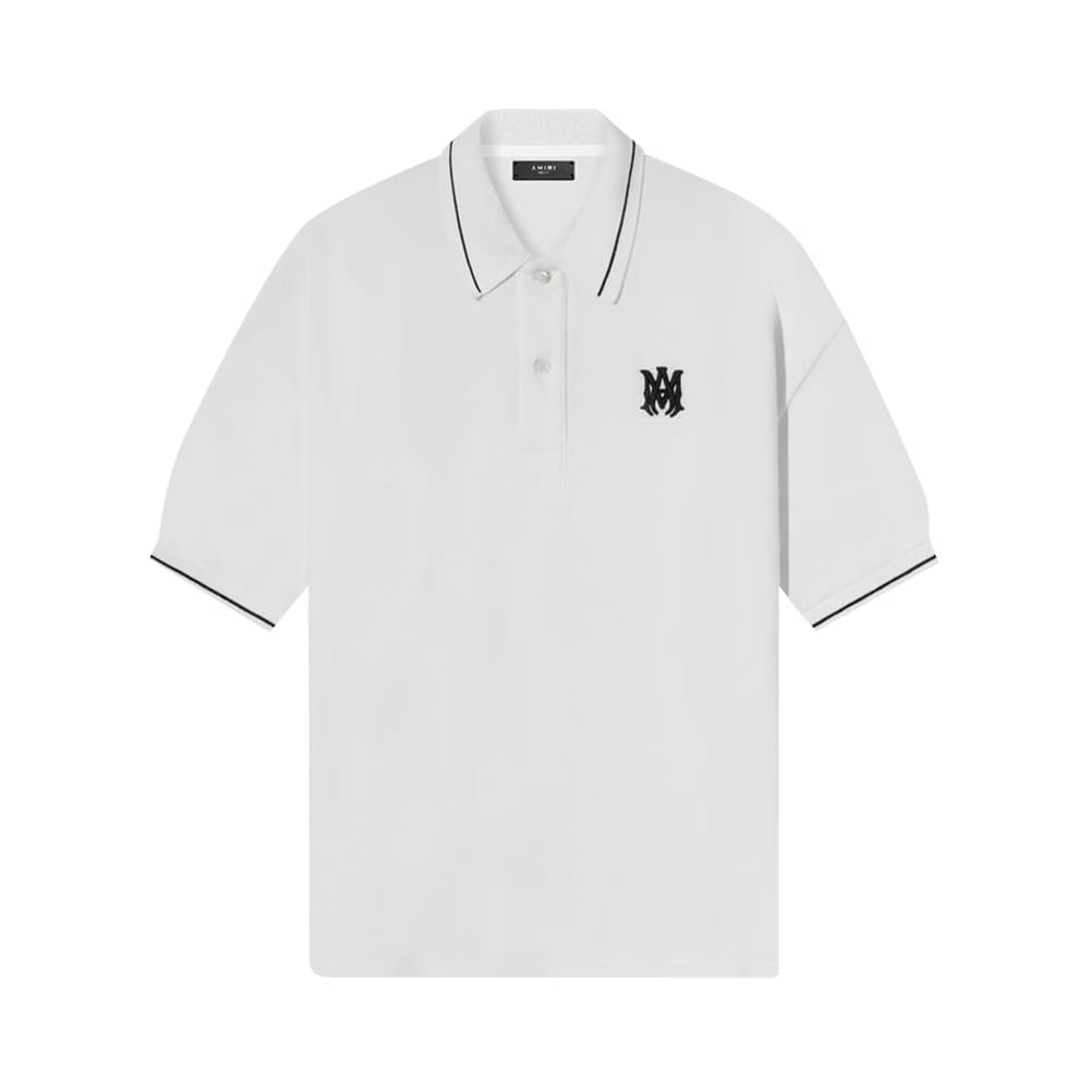 Amiri Solid Shorts-Sleeve Polo White
