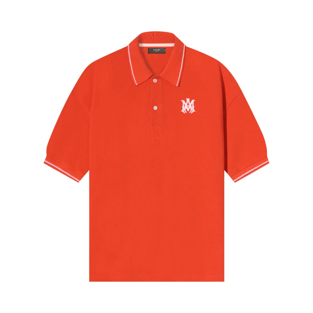 Amiri Solid Shorts-Sleeve Polo Orange