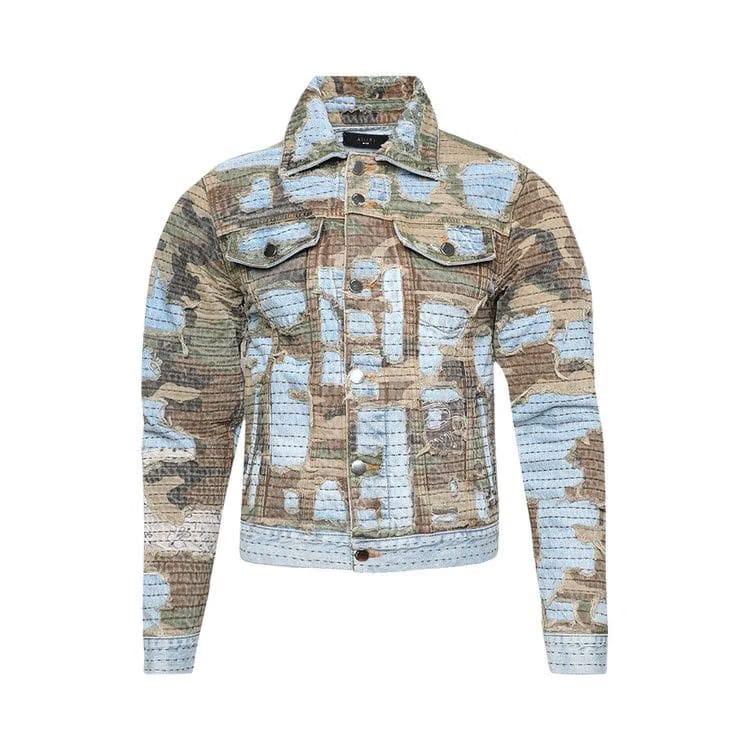 Amiri Camo Boro Repair Trucker Perfect Indigo