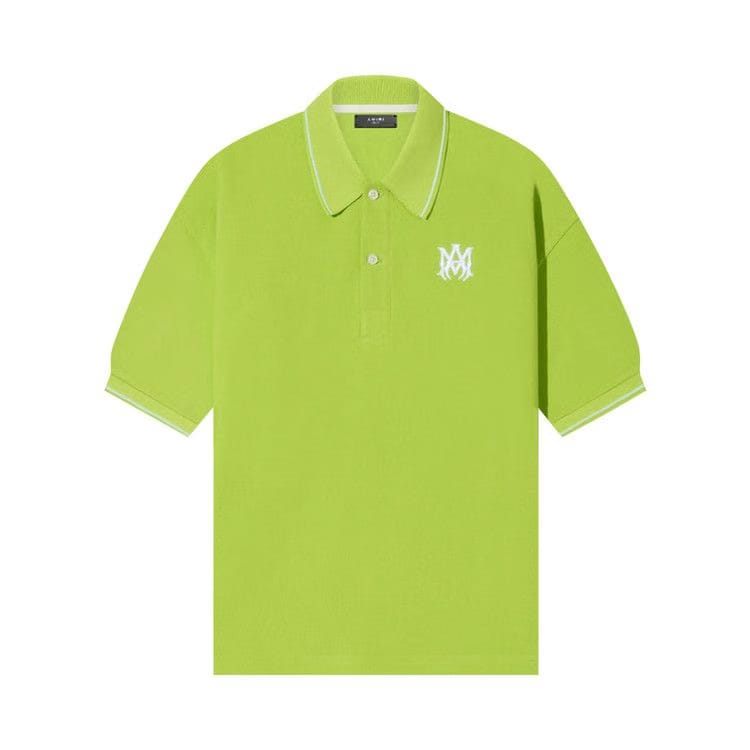 Amiri Solid Shorts-Sleeve Polo Lime