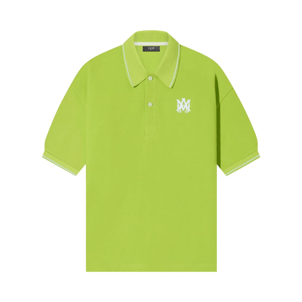 Amiri Solid Shorts-Sleeve Polo Lime
