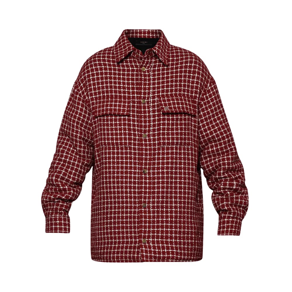 Amiri Boucle Padded Overshirt Deep Red