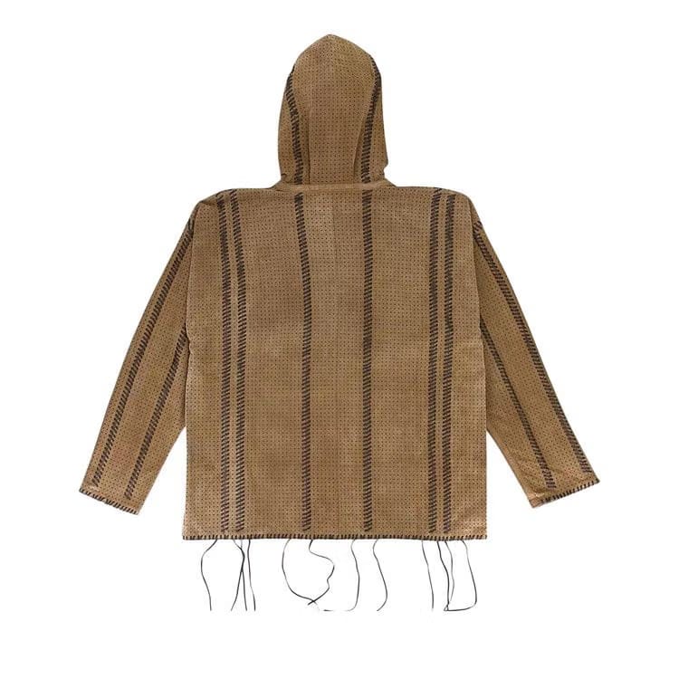 Amiri Perforated Leather Jacket Mink/Charcoal