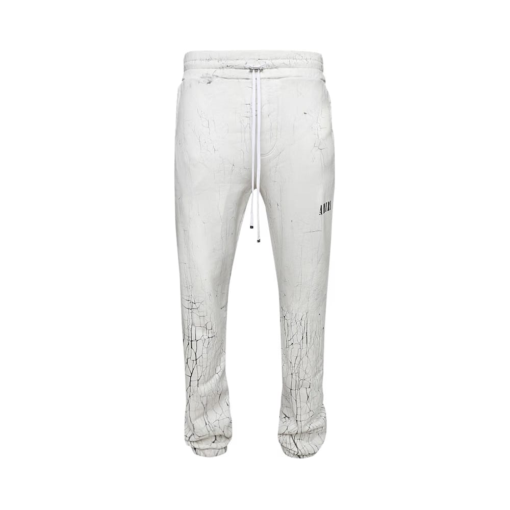 Amiri Cracked Dye Logo Sweatpants White