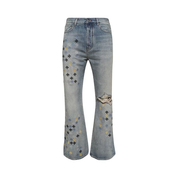 Amiri MA Quad Embroidered Flare Jeans Antique Indigo