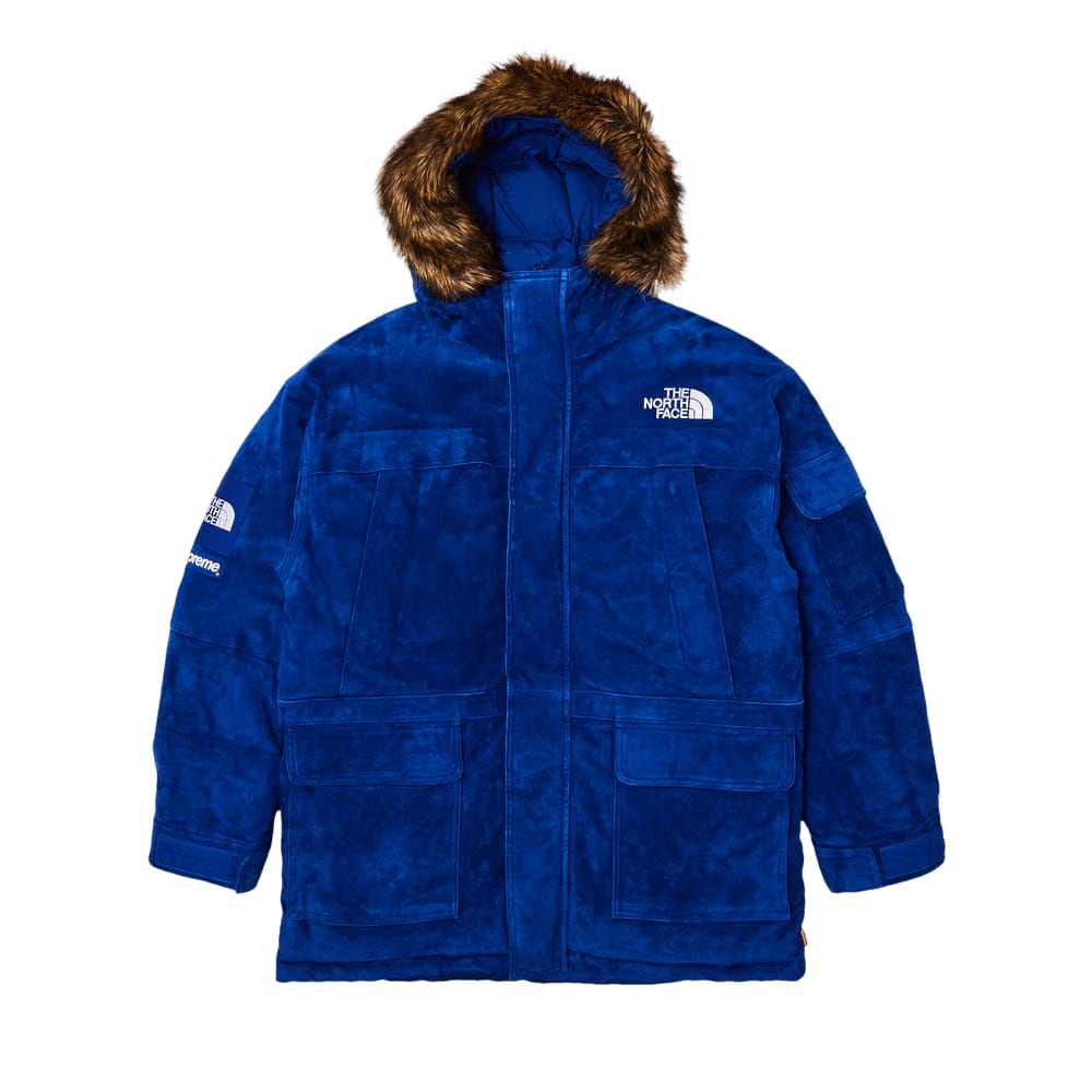 Supreme x The North Face Suede 600-Fill Down Parka Blue