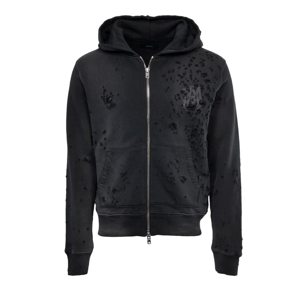 Amiri Logo Shotgun Zip Hoodie Faded Black