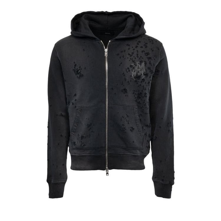 Amiri Logo Shotgun Zip Hoodie Faded Black