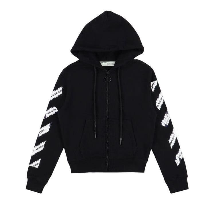Off-White Baggage Tape Arrows Zip Hoodie Black