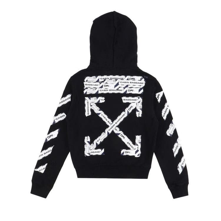 Off-White Baggage Tape Arrows Zip Hoodie Black
