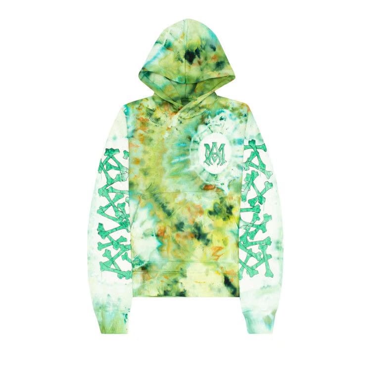 Amiri Tie Dye Bones Hoodie Green