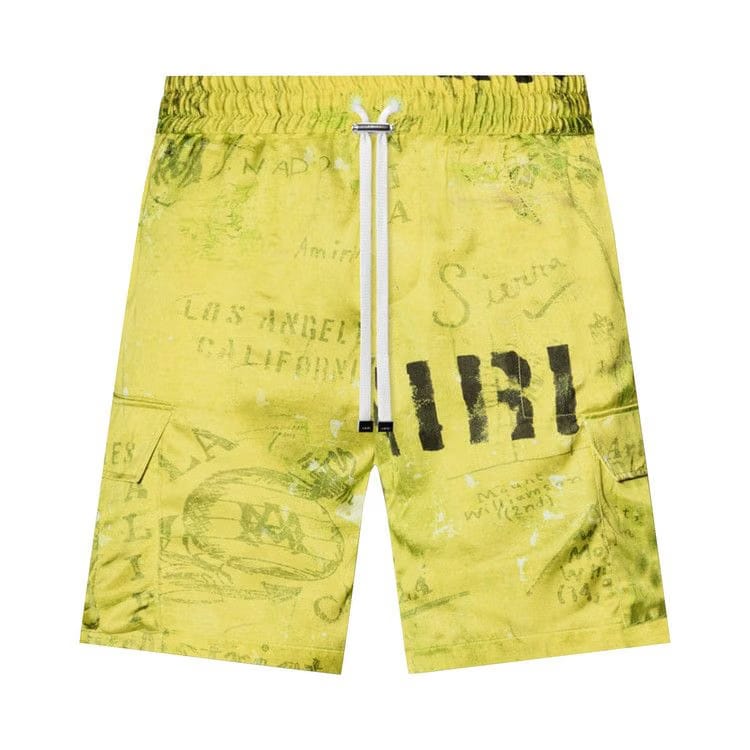 Amiri Army Stencil Cargo Shorts Lime