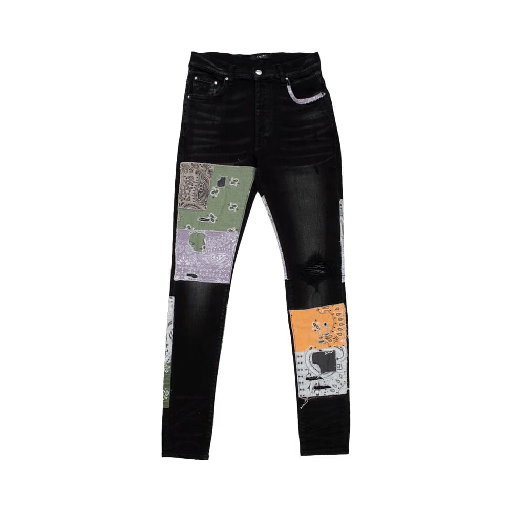 Amiri Bandana Art Patch Jean Aged Black