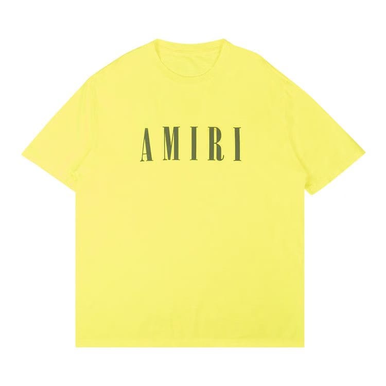 Amiri Damaged Core Logo Shorts-Sleeve T-Shirt Neon Lime