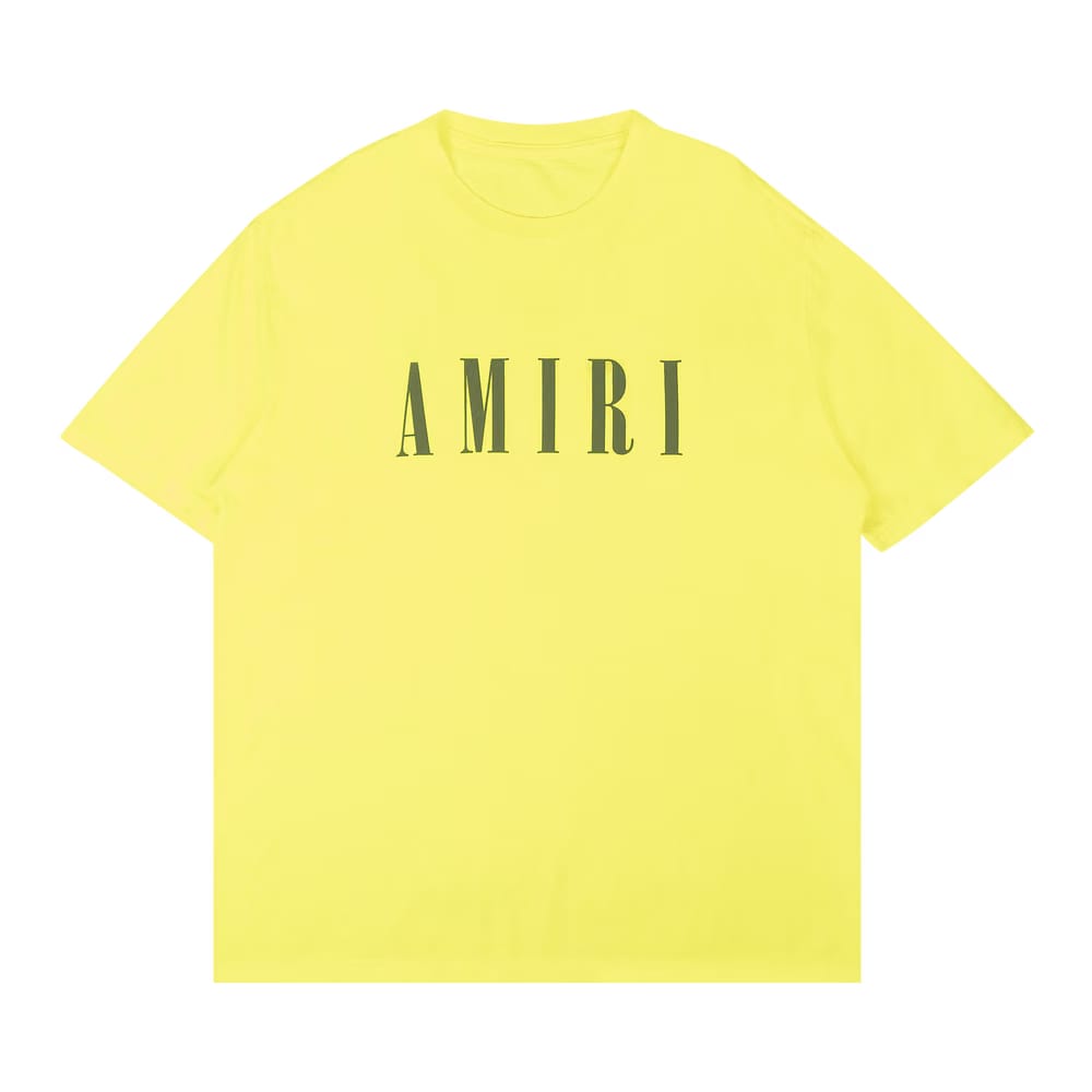 Amiri Damaged Core Logo Shorts-Sleeve T-Shirt Neon Lime