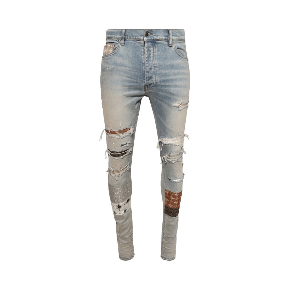 Amiri Quad Artpatch Skinny Jean Antique Indigo