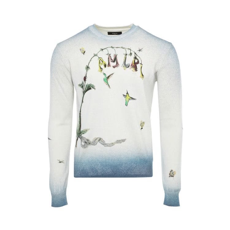 Amiri Embroidered Hummingbird Crew Blue
