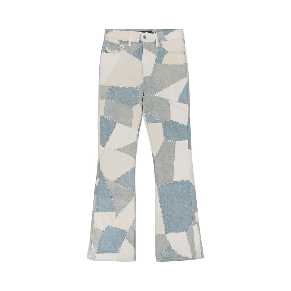Amiri Patchwork Flare Jeans Alabaster