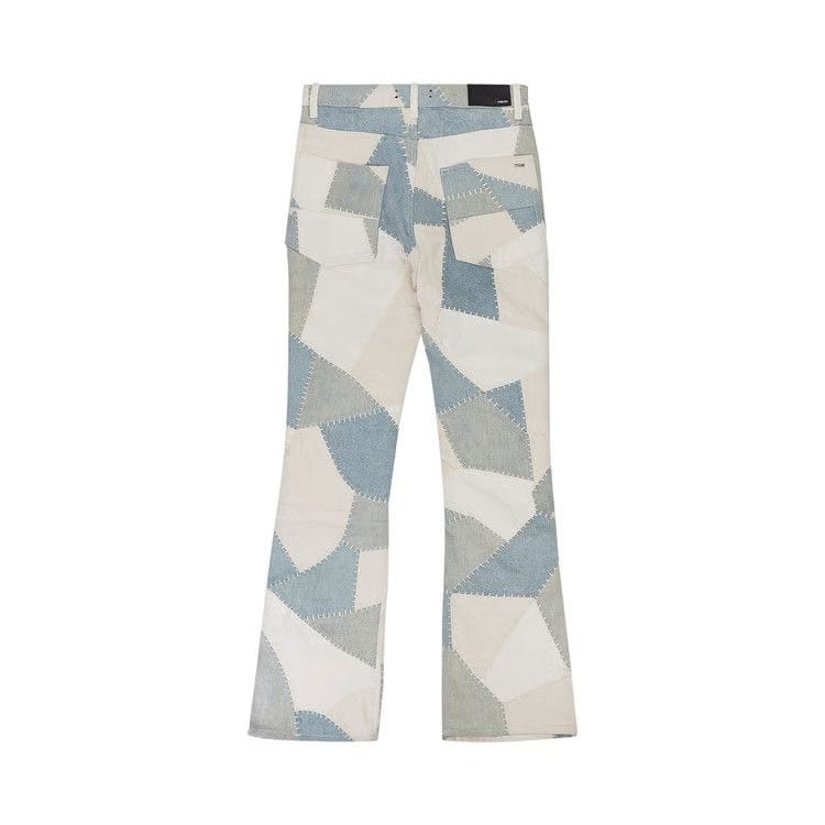 Amiri Patchwork Flare Jeans Alabaster