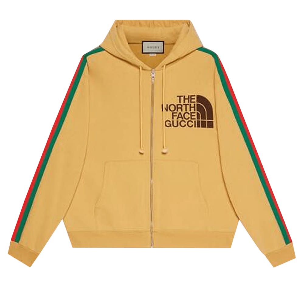 The North Face x Gucci Web Print Cotton Sweatshirt Yellow