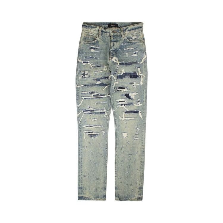 Amiri Relaxed Boro Repair Jeans Blue