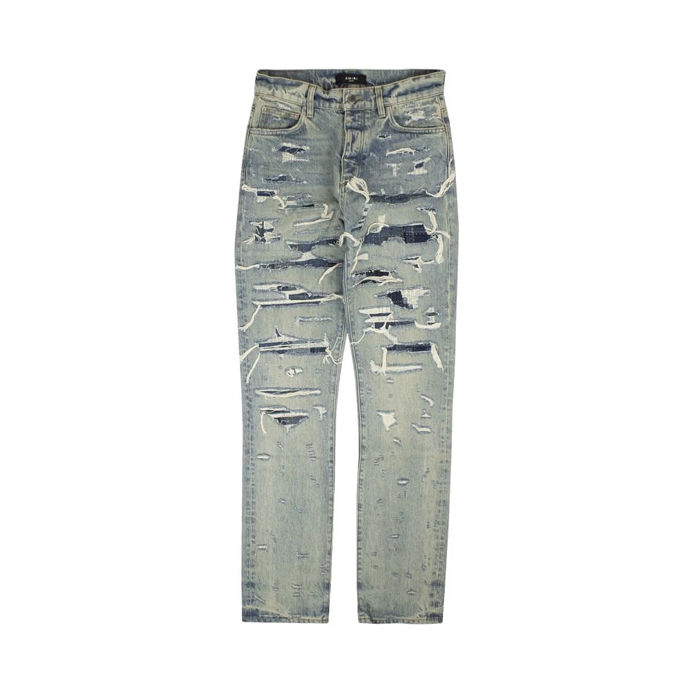 Amiri Relaxed Boro Repair Jeans Blue