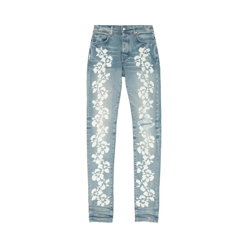 Amiri Hibiscus Stencil Jean Light Indigo